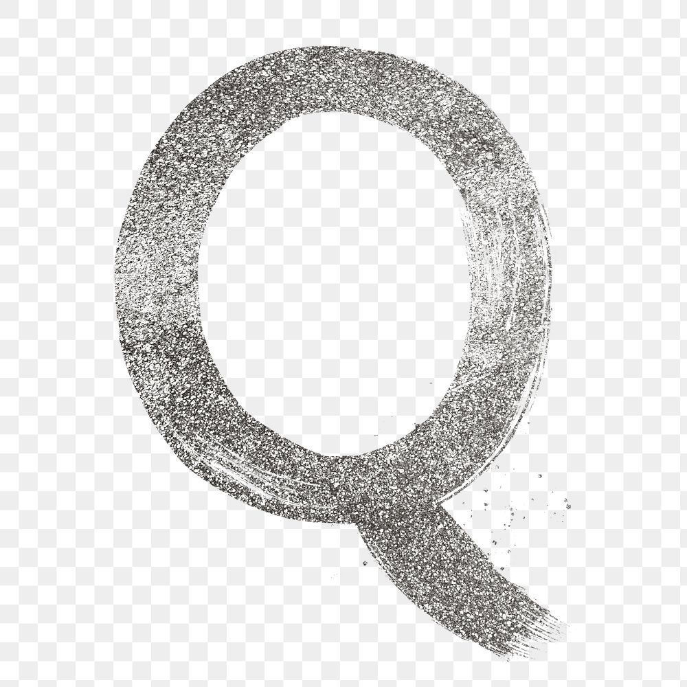 Letter q png silver glitter brushed typography