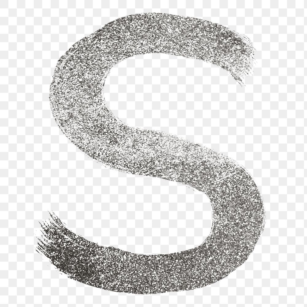 Letter s png silver glitter brushed typography