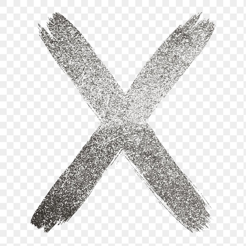 Silver glitter letter X png glam typography