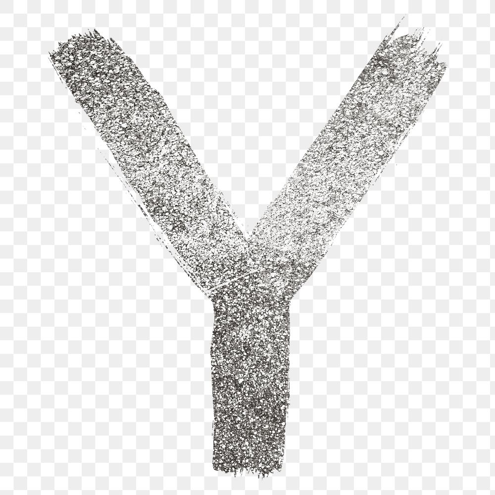 Letter y png silver glitter brushed typography