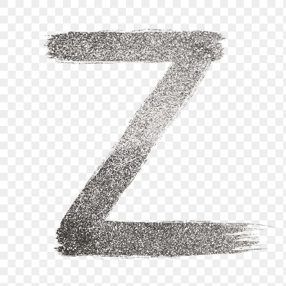 Letter z png silver glitter brushed typography