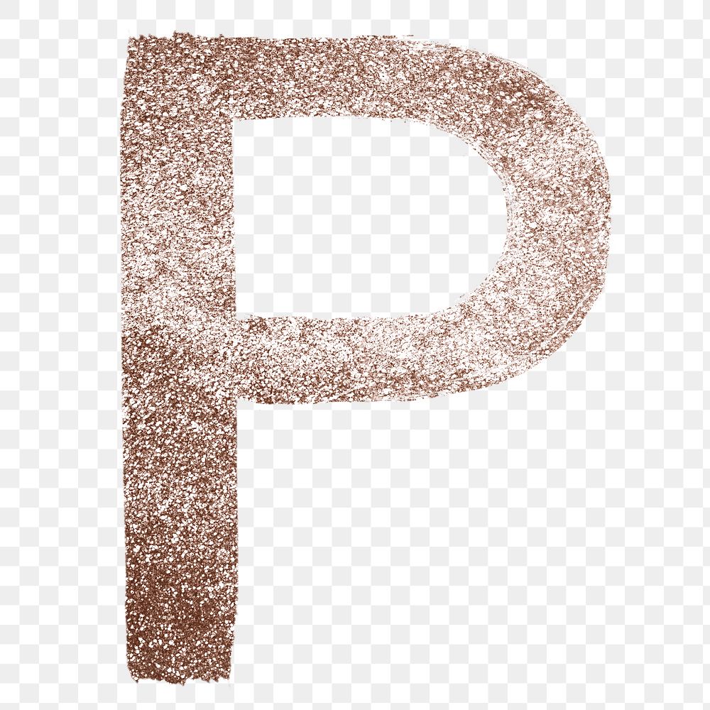 Painted glitter p letter png rose gold font