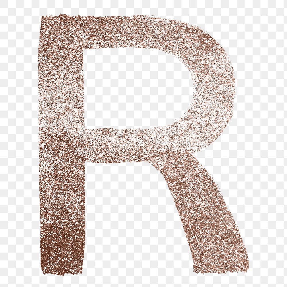 Painted glitter r letter png rose gold font
