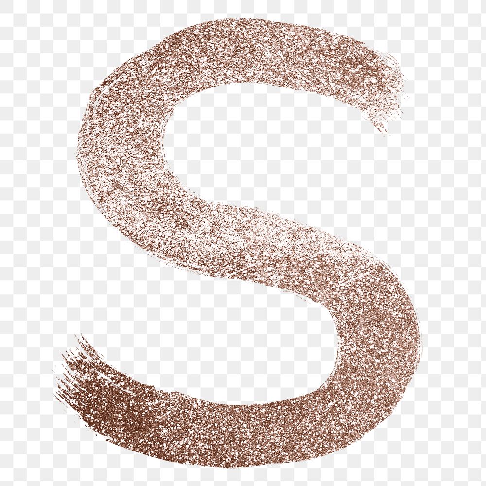 Painted glitter s letter png rose gold font
