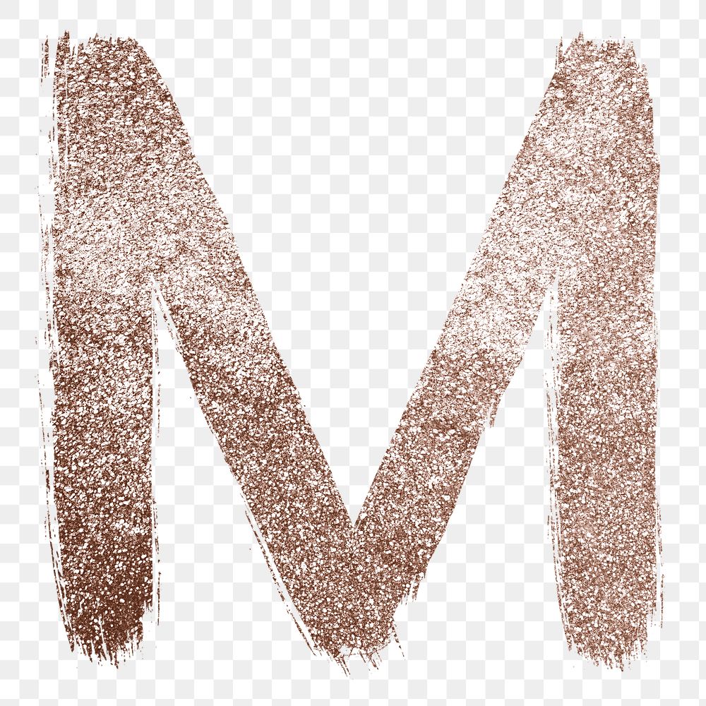 Painted glitter m letter png rose gold font