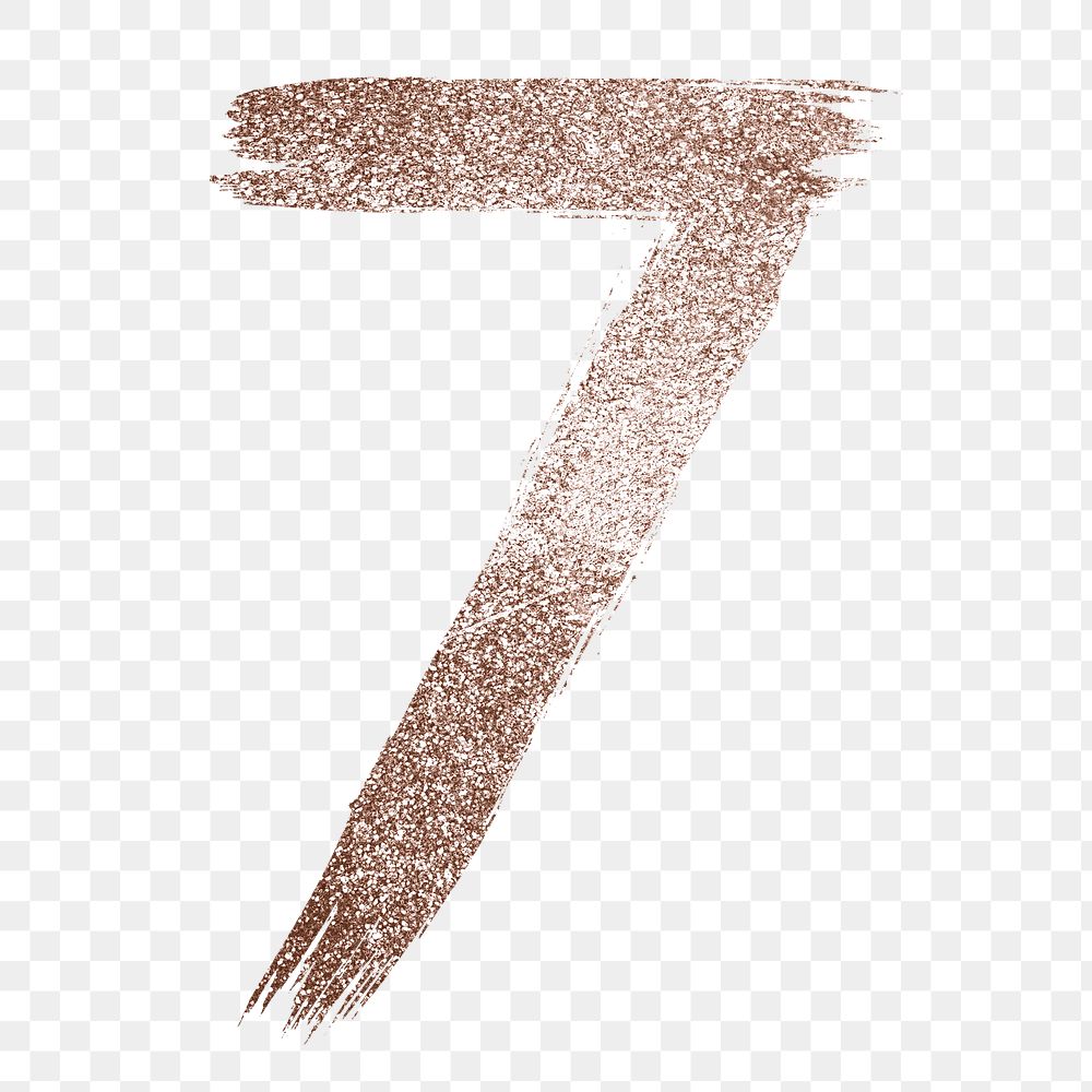 Painted 7 number png rose gold glitter font