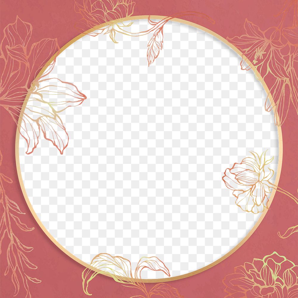 Frame png with floral pattern vintage style