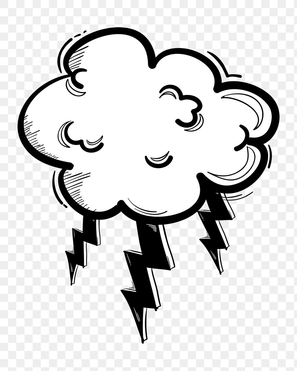Png thunder cloud pastel doodle cartoon clipart