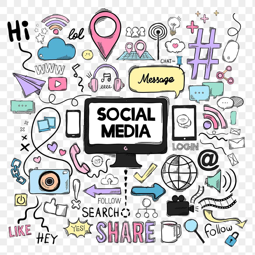 Png cool doodle social media story sticker set