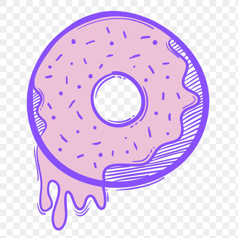 Png frosted donut cartoon doodle hand drawn sticker