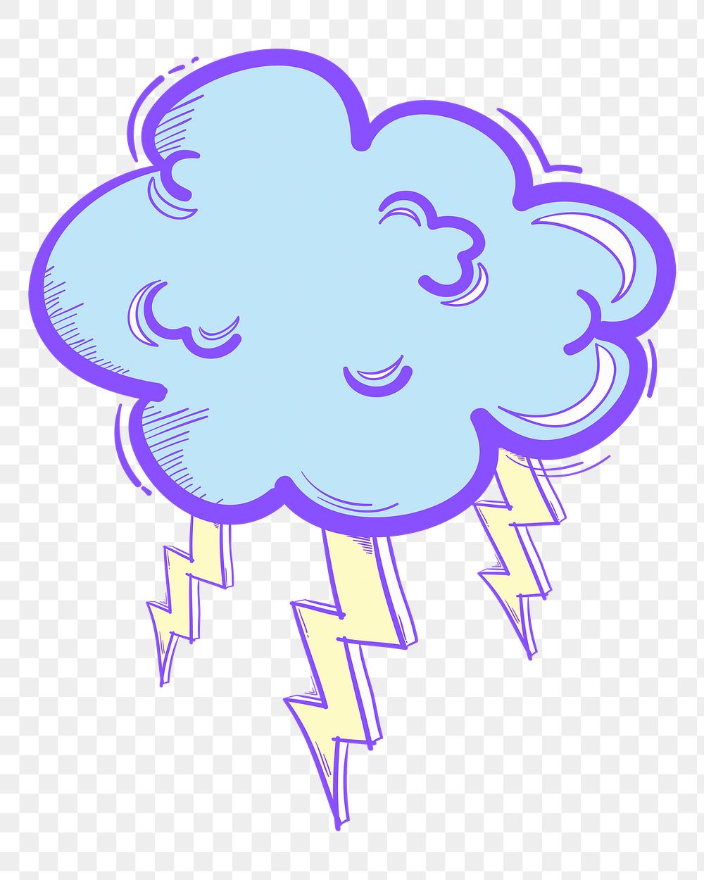 Png thunder cloud doodle cartoon teen sticker
