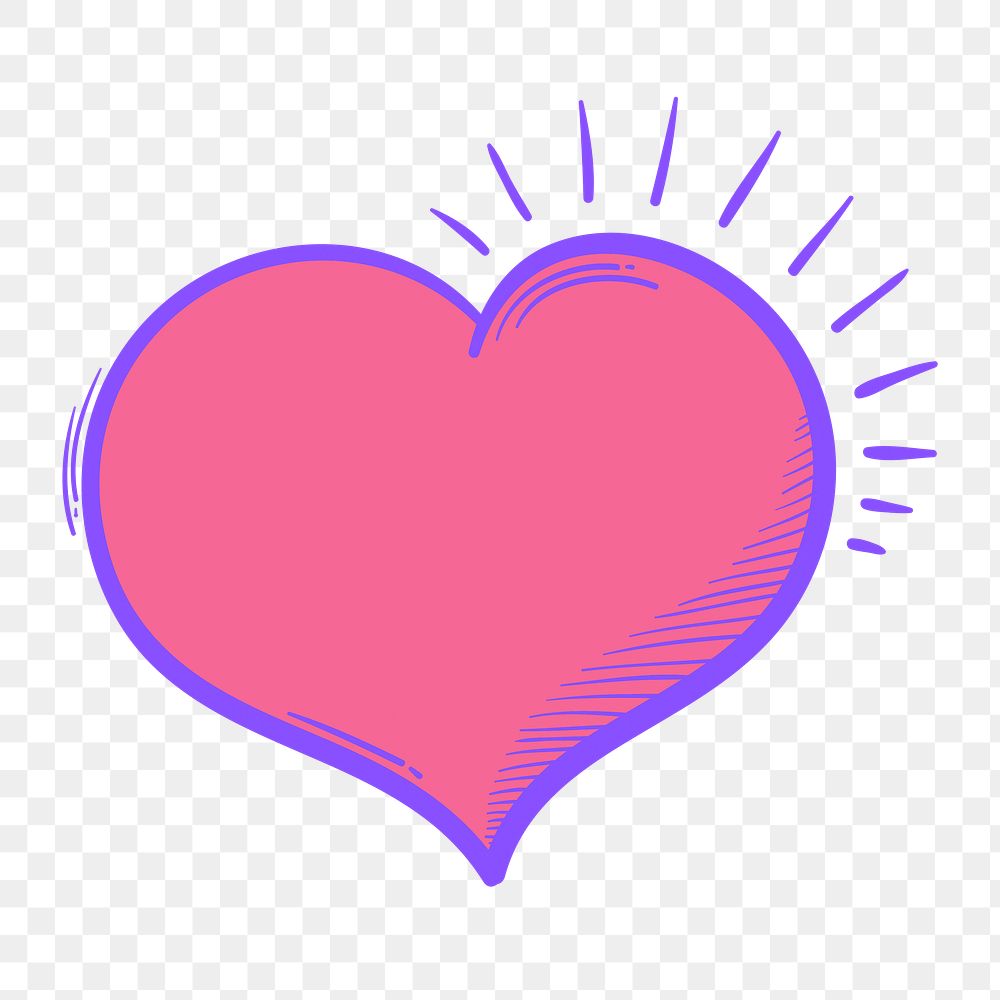 Png pastel pink heart doodle social media story sticker