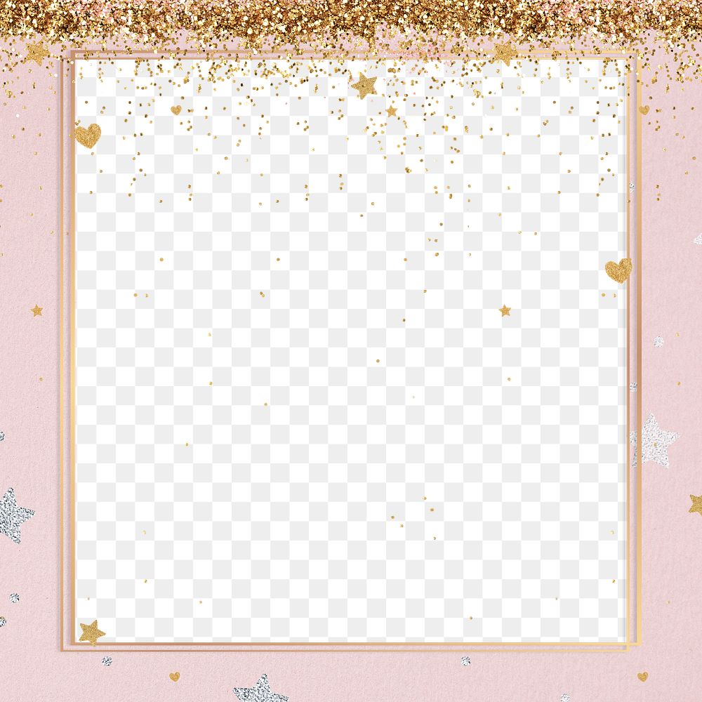 Festive shimmery png frame heart pattern pink background