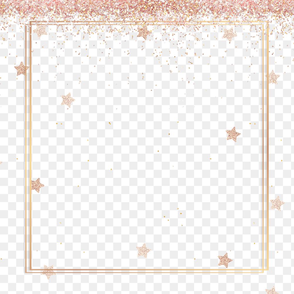 Glittery star pattern party png frame background