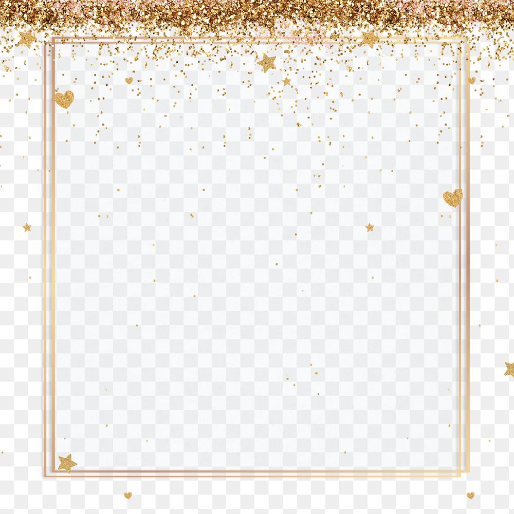 Png glittery heart pattern party frame background