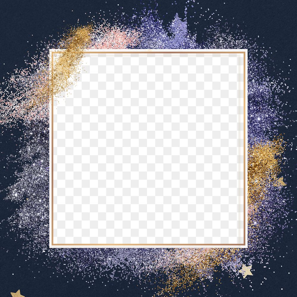 Glitter frame png purple sparkly background