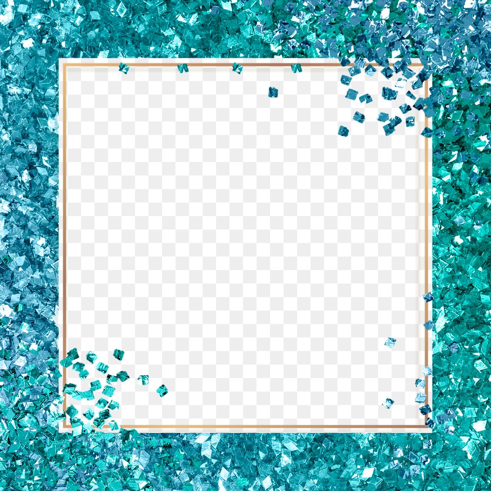 Shimmery border png festive turquoise glitter frame