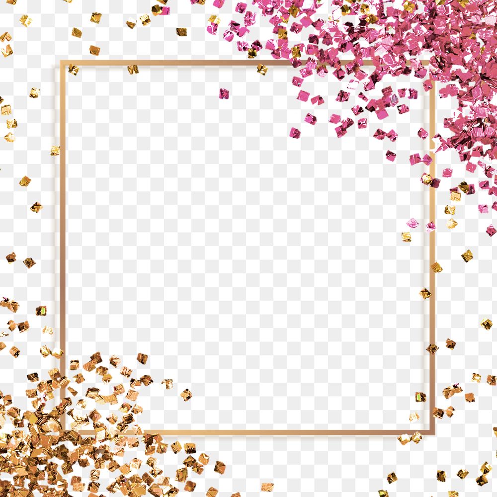 Shiny gold border png festive glitter frame