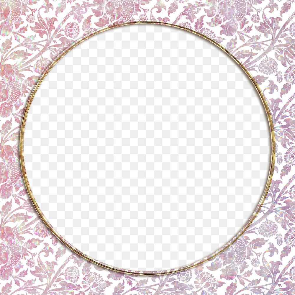 Flower holographic png frame pattern remix from artwork by William Morris