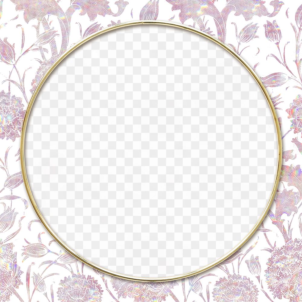 Nature holographic png frame pattern remix from artwork by William Morris
