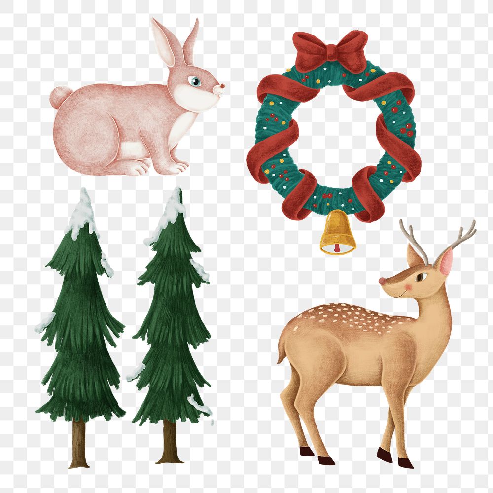 Cute Christmas png sticker ornament hand drawn collection