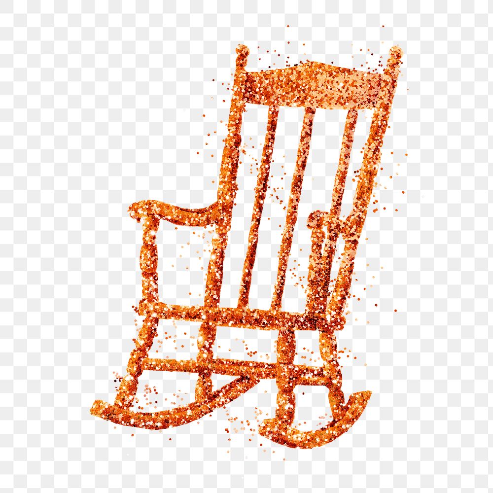 Glitter wooden chair png sticker drawing