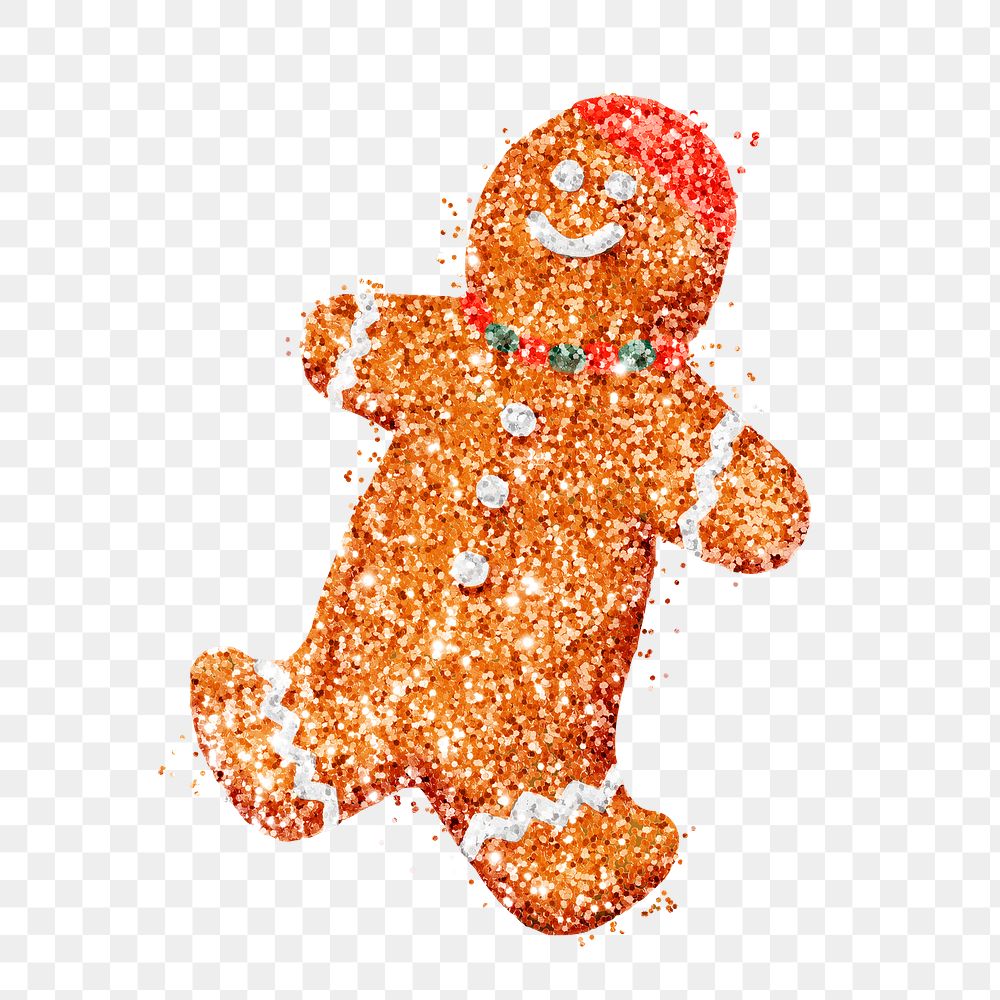 Christmas cookie glitter gingerbread png sticker