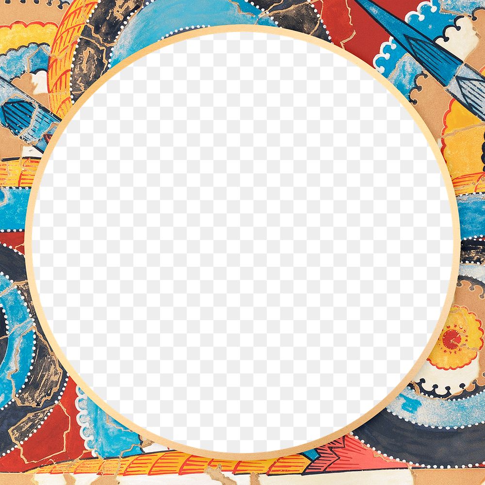 Colorful bohemian vintage frame png ornamental illustration