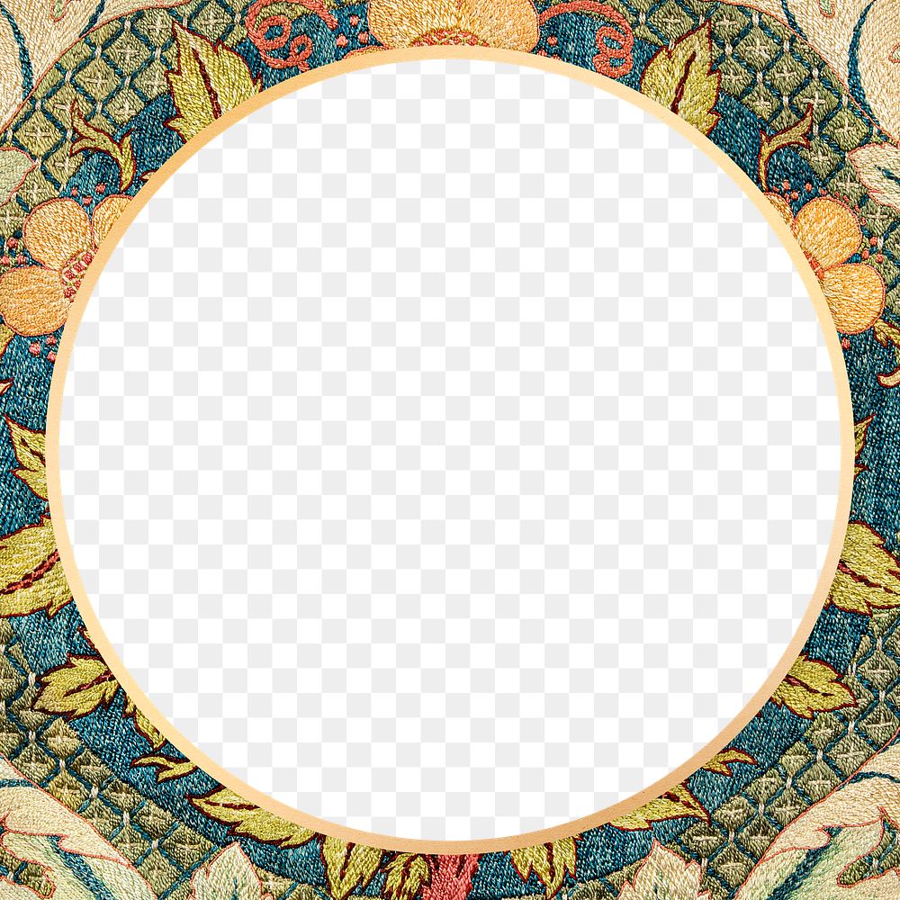 Decorative rose flower frame png remix from artwork by William Morris