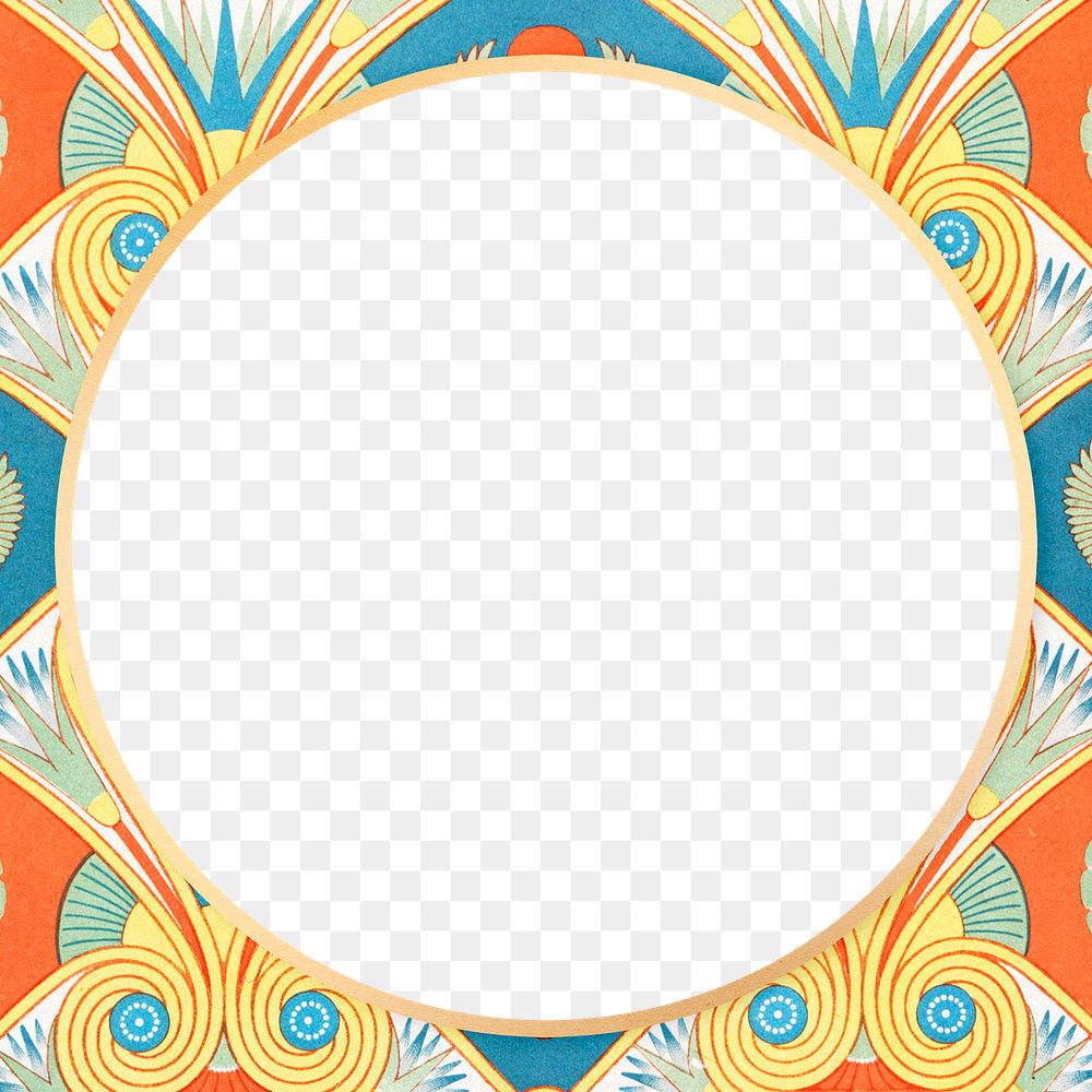 Decorative Egyptian patterned frame png colorful illustration