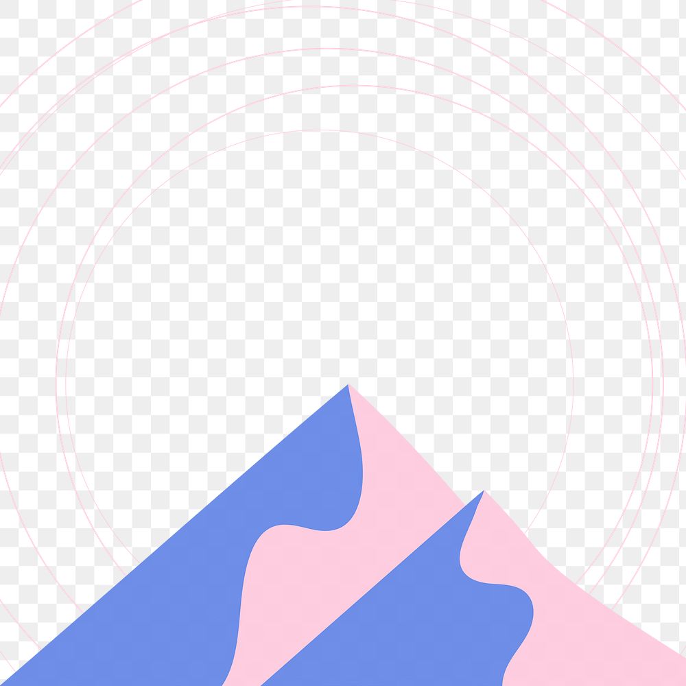 Png mountain border frame in blue and pink