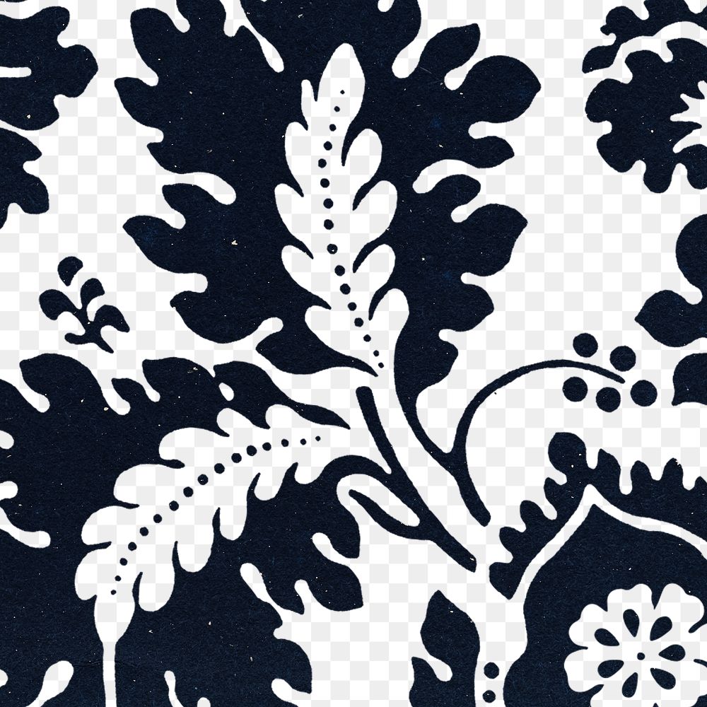 Png pattern William Morris floral transparent background indigo botanical remix