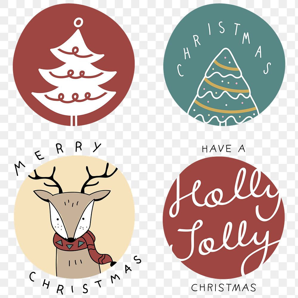 Christmas png cute cartoon badge collection