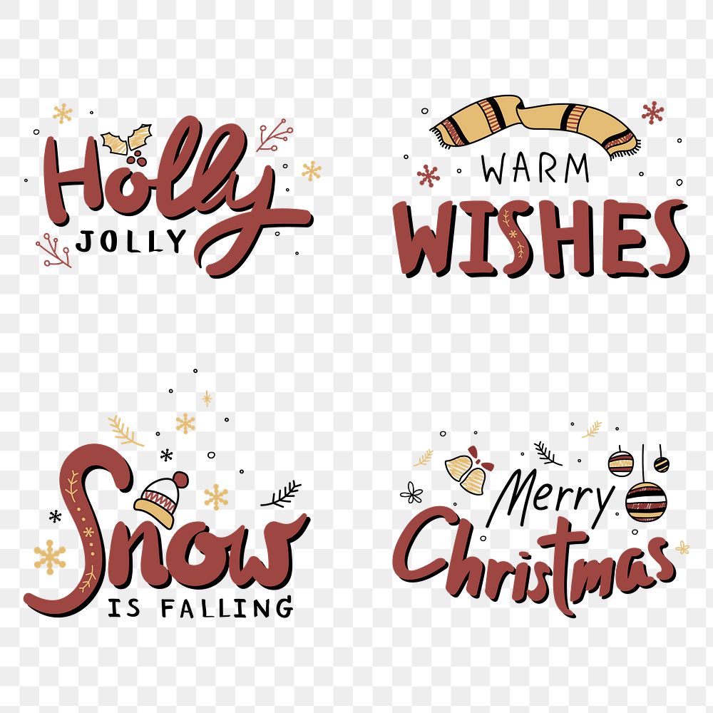 Christmas greeting png social media sticker set