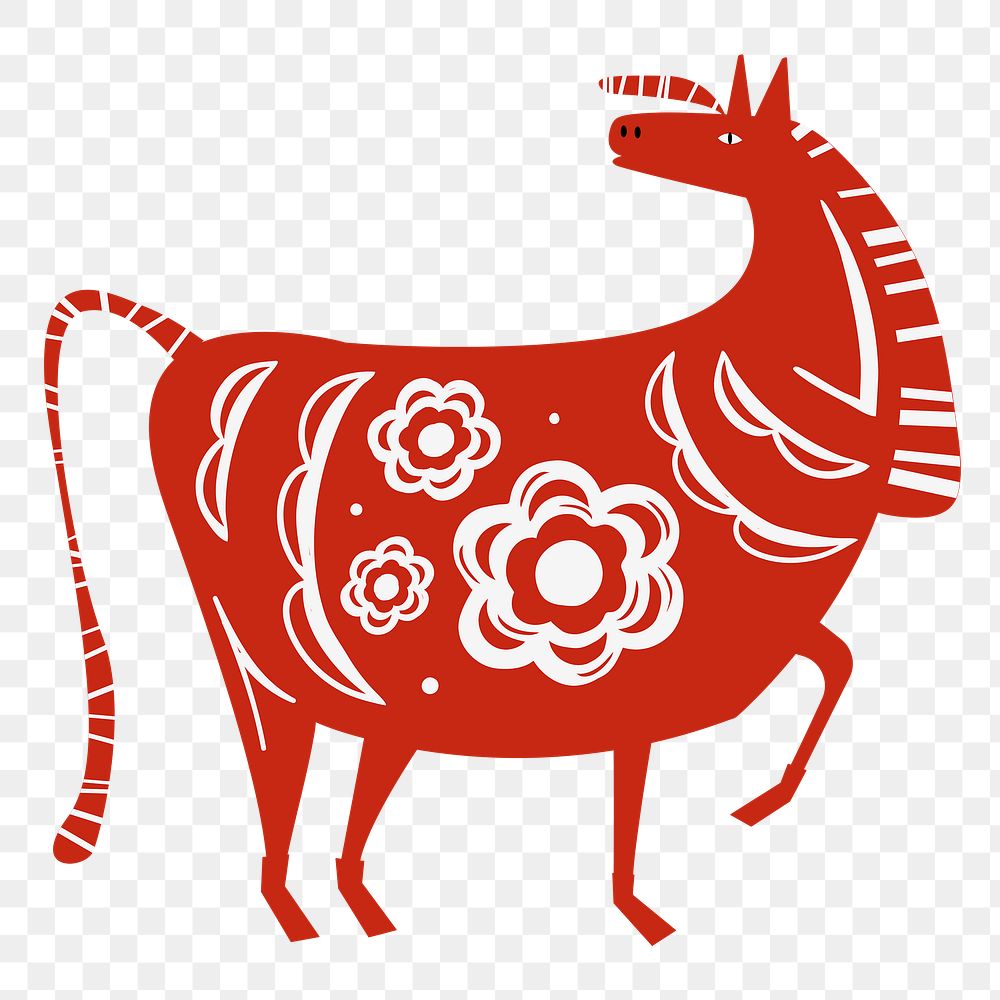 Horse classic red png Chinese zodiac sign design element
