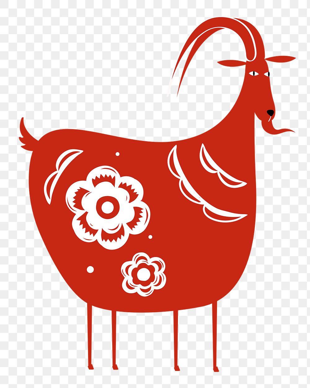 Goat classic red png Chinese zodiac sign design element