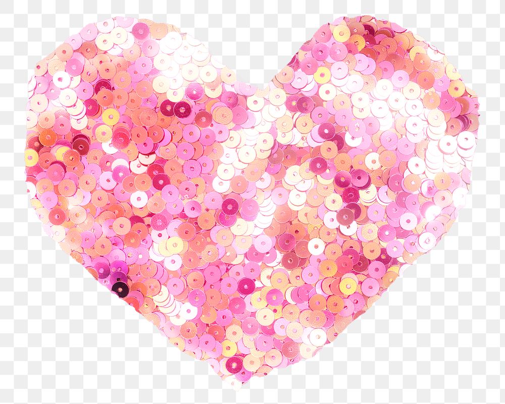 Heart png sticker with pink sequin