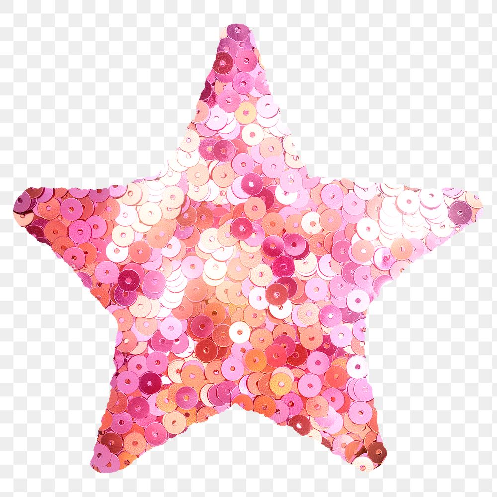 Star png sticker with pink sequin