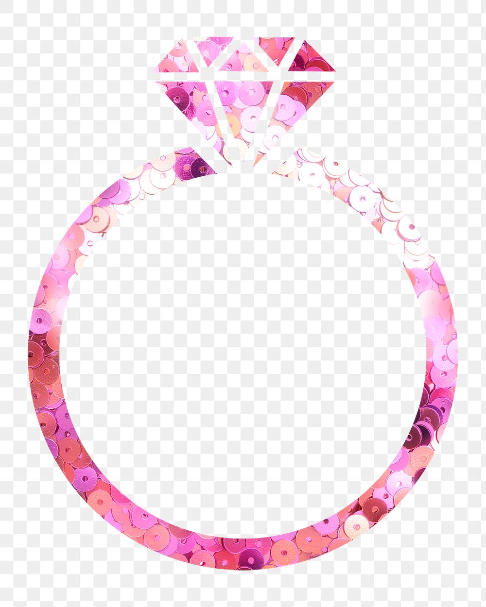 Png diamond ring Valentine sticker with pink glitter