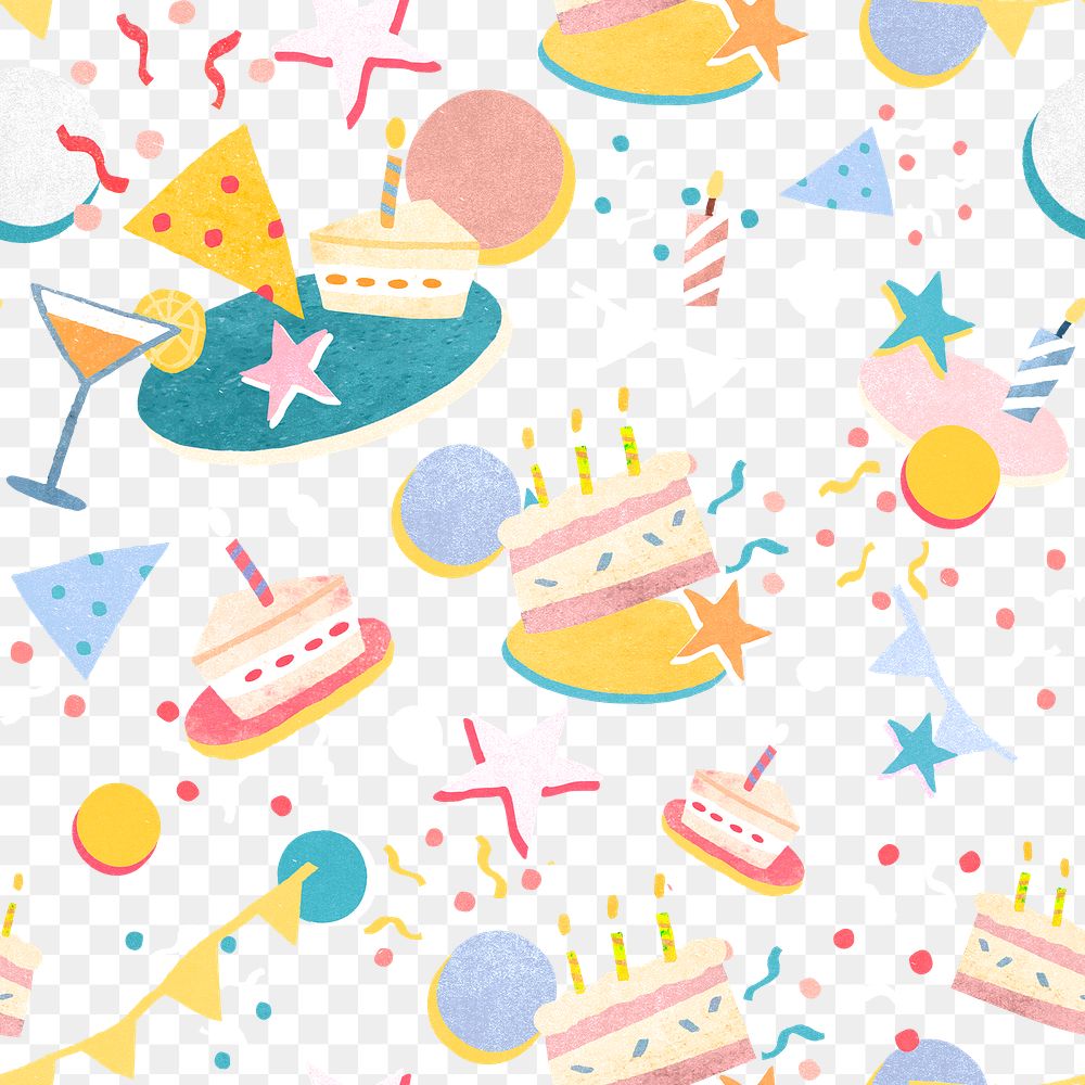 Png pattern birthday party transparent background