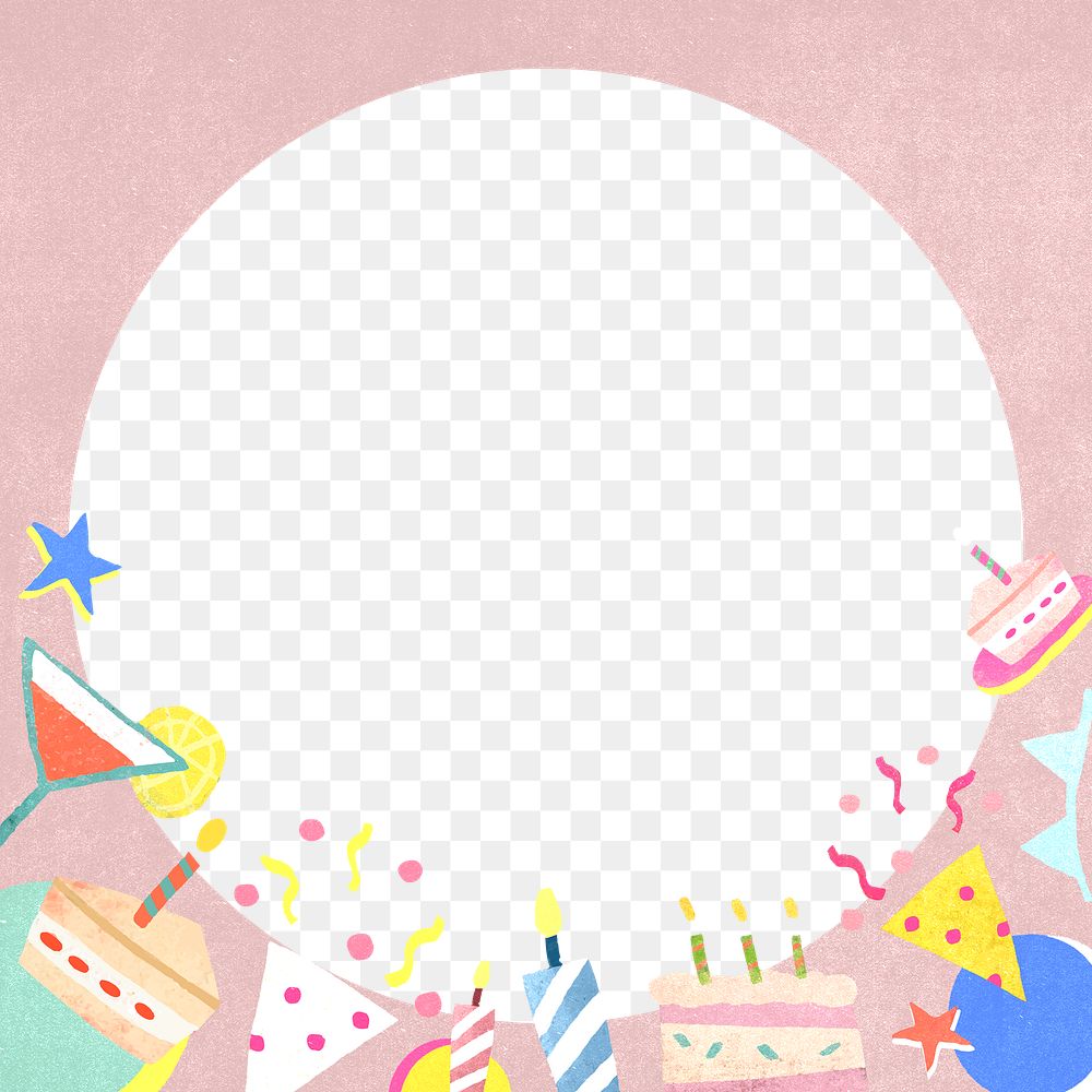 Png birthday frame in pastel pink