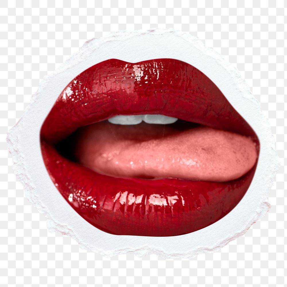 PNG lips red juicy licking sticker for Valentine&rsquo;s day