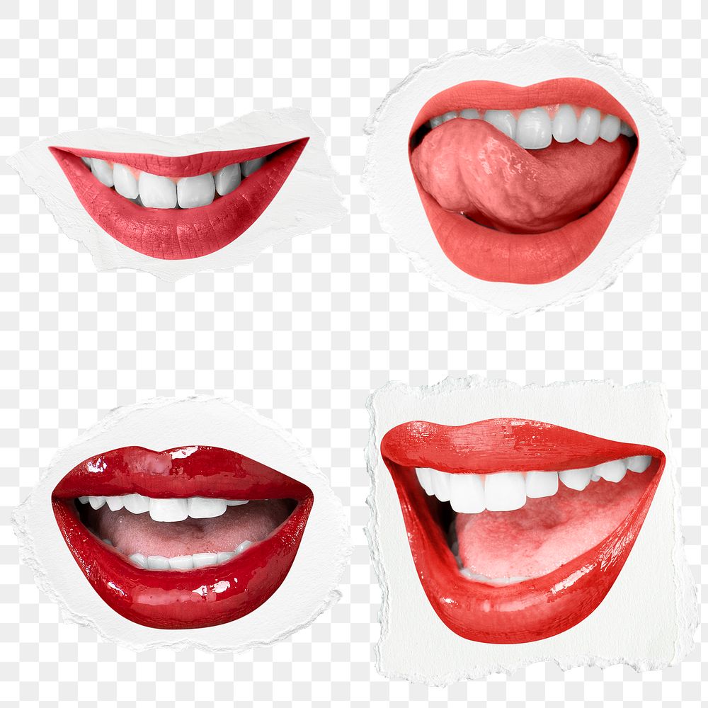 PNG sexy red lips sticker collection