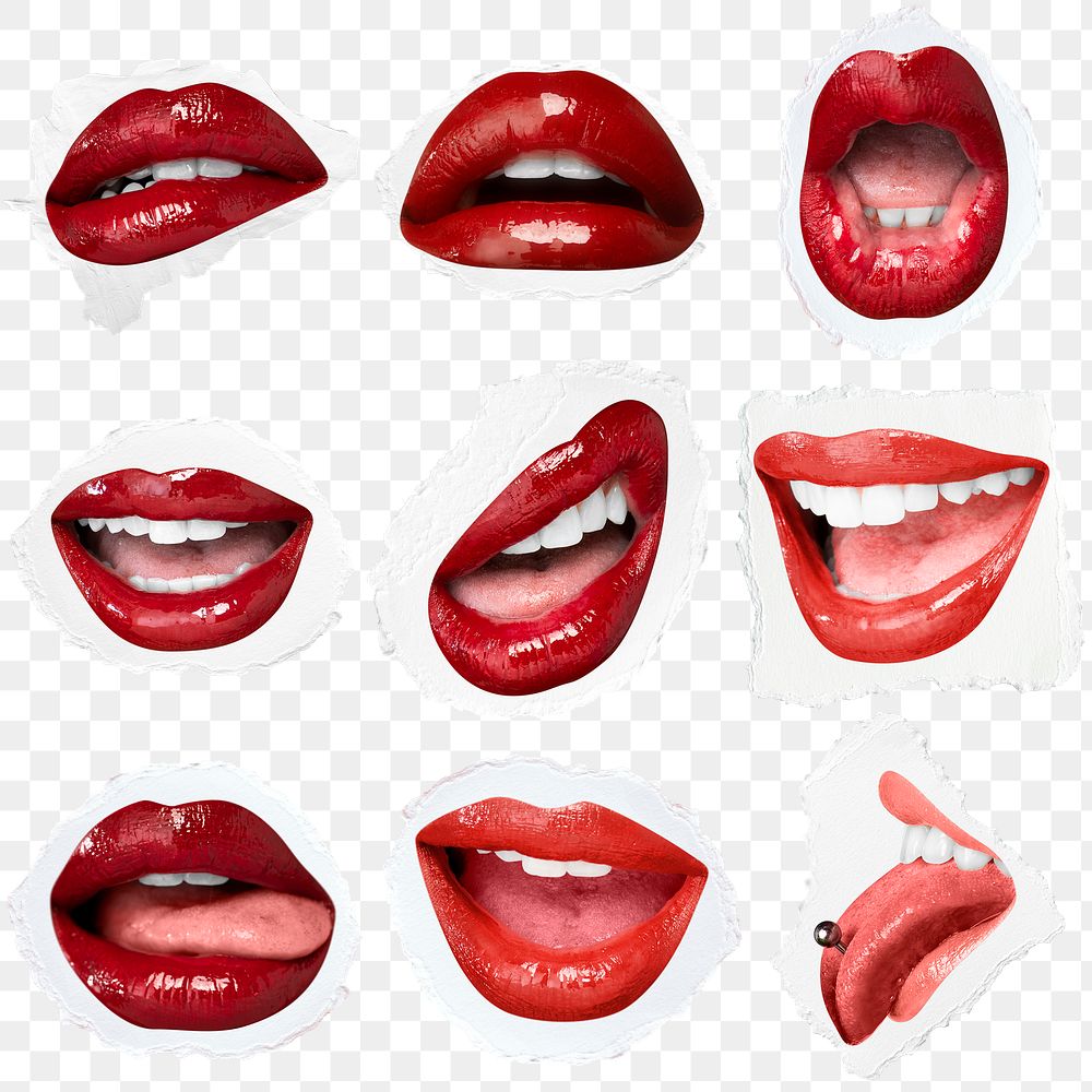 PNG sexy red lips sticker collection