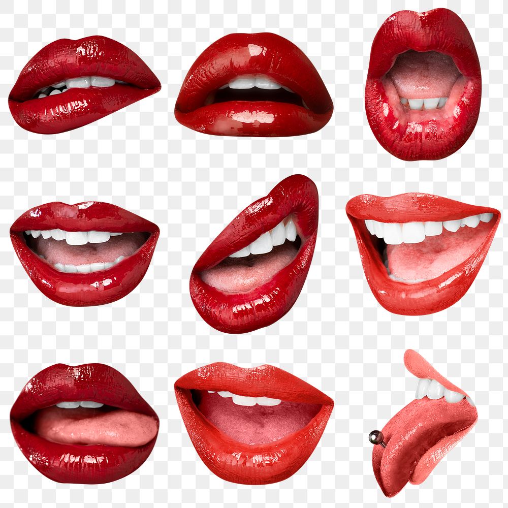 cartoon red glitter lips