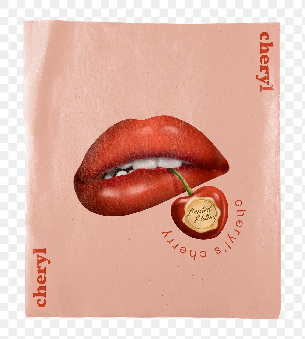 Png red lips poster mockup for lipstick cosmetic advertisement