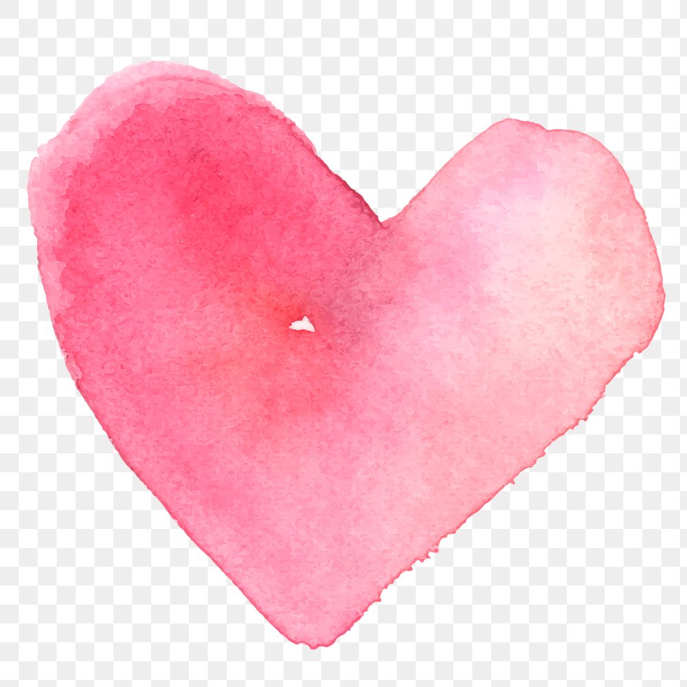 Watercolor pink heart sticker png Valentines day 