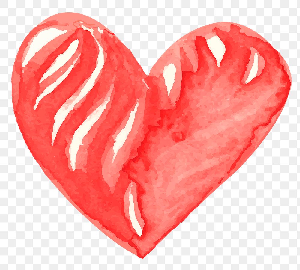 Striped watercolor heart sticker png valentine's day
