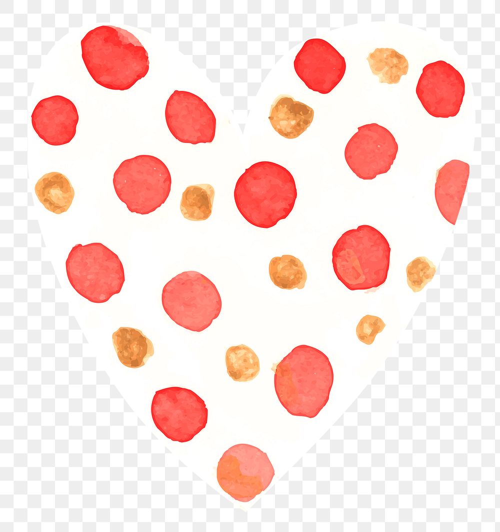 Polka dot watercolor heart sticker png valentine's day