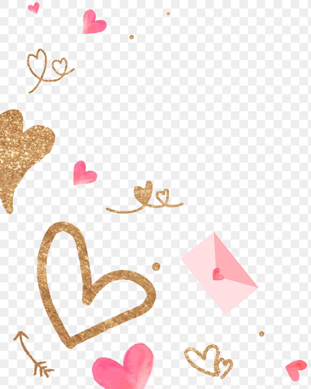 Valentine&rsquo;s glittery heart border png transparent background